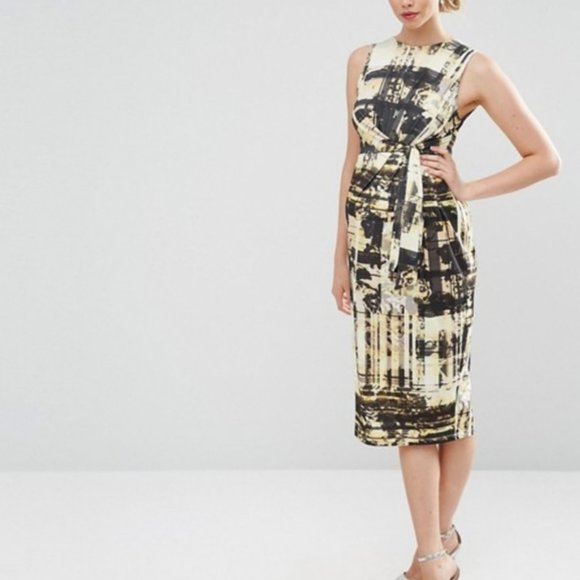 ASOS Maternity Knot Side Abstract Midi Dress - Picture 3 of 5